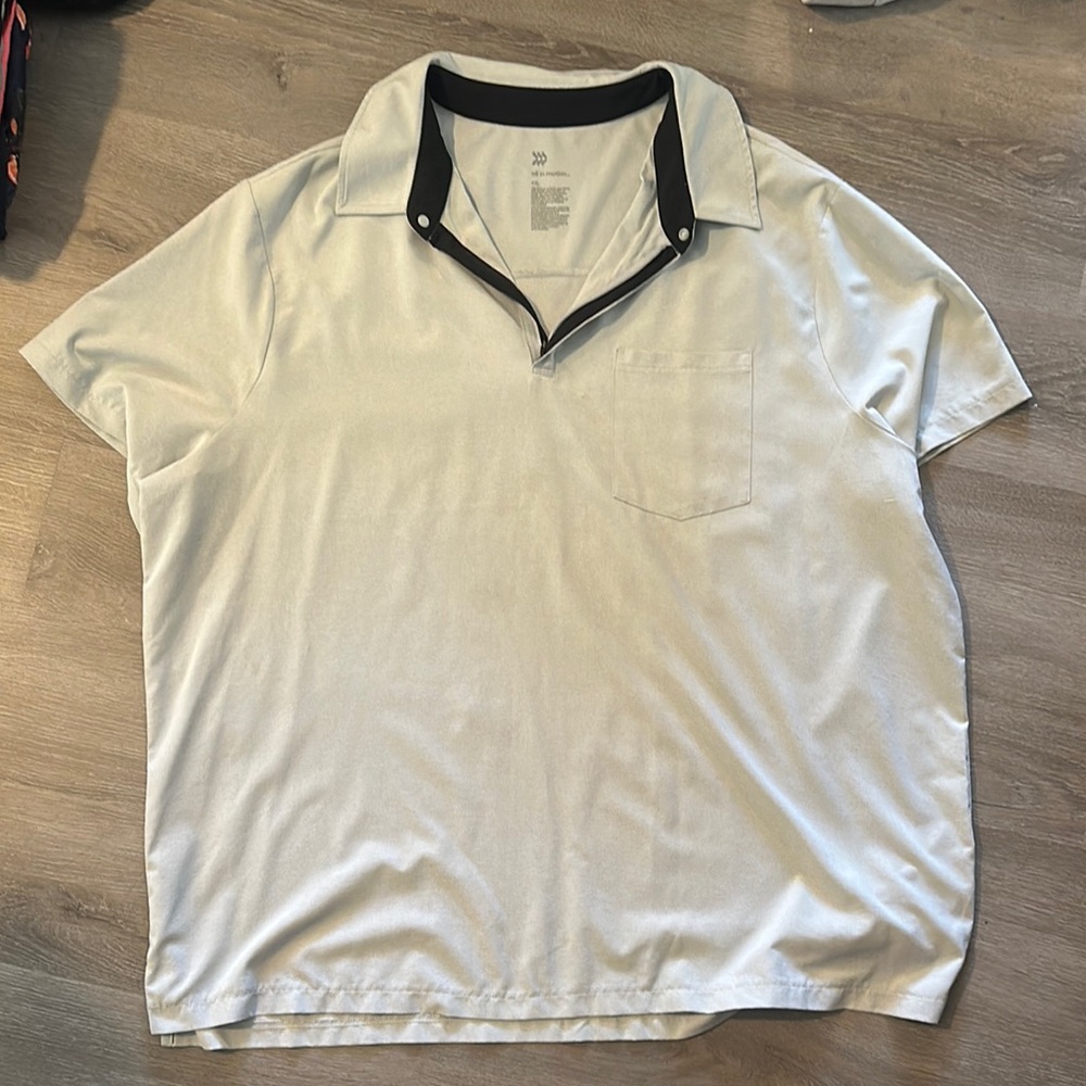 All in Motion Gray Polo Shirt Relaxed Fit Short Sleeve